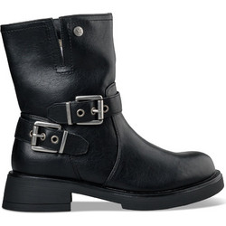 Envie Shoes Γυναικεία Μποτάκια Biker Δερμάτινα Μαύρα με Χοντρό Χαμηλό Τακούνι E15-20337-34
