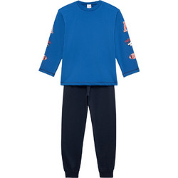 Minerva Παιδική Πιτζάμα Βαμβακερή Χειμωνιάτικη Royal Blue Μαύρη 90-62318-314