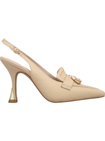 Favela Γόβες Slingback Δερμάτινες με Λεπτό Ψηλό Τακούνι Μπεζ 0116001429