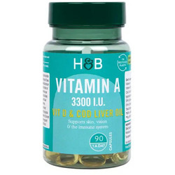 Holland & Barrett Vitamin A 3300iu Vit D & Cod Liver Oil 3300iu 90 Κάψουλες