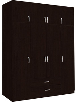 Pakoworld Τετράφυλλη Ντουλάπα Ρούχων Royal Wenge 200x58x230cm 361-000063