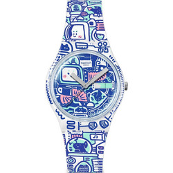 Swatch Ανδρικό Ρολόι με Μπλε Καουτσούκ Λουράκι SO28Z702
