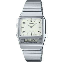 Casio Vintage Ανδρικό Ρολόι Χρονογράφος με Ασημί Μεταλλικό Μπρασελέ AQ-800E-7A2EF
