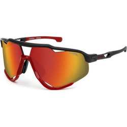 Carrera CA055S BLXUZ Ανδρικά Γυαλιά Ηλίου Μάσκα Κοκάλινα Μαύρα με Πορτοκαλί Καθρέπτη Φακό