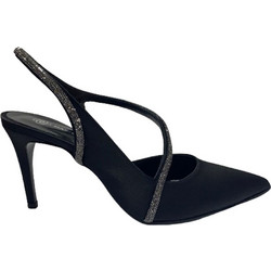 Makis Kotris Γόβες Slingback Δερμάτινες με Τακούνι Στιλέτο με Στρας Μαύρες 60-058
