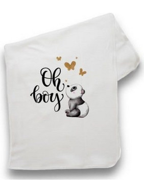 Bonjour Bebe Panda Oh Boy Πάνα Αγκαλιάς Πικέ Λευκή 75x75cm