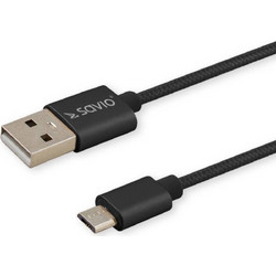 SAVIO CL-129 Braided USB-A to USB-C 2m Black 5901986044628