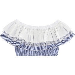 Monnalisa Παιδικό Crop Top Κοντομάνικο Λευκό Μπλε 7117-9954