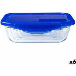 Pyrex Cook & Go Δοχεία Φαγητού Γυάλινα Κατάλληλα για Φούρνο Μικροκυμάτων Διαφανή Μπλε 6τμχ