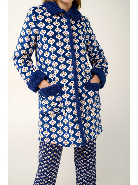 Vamp Γυναικεία Ρόμπα Χειμωνιάτικη Fleece Μπλε 21415