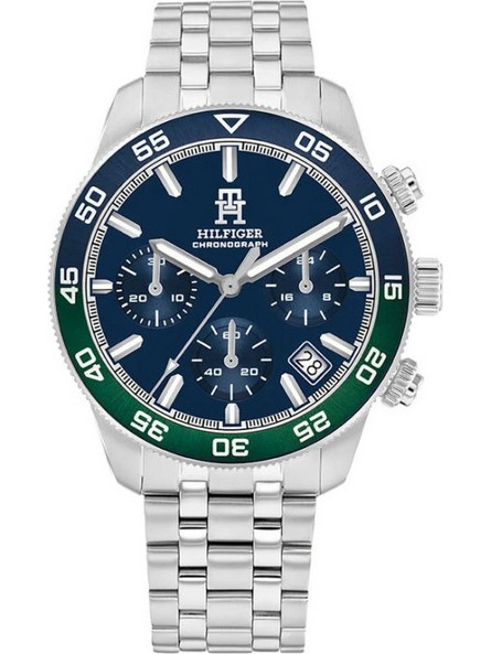 Tommy Hilfiger Ανδρικό Ρολόι Χρονογράφος με Ασημί Μεταλλικό Μπρασελέ 1792185