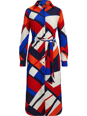 Ralph Lauren Midi Καθημερινό Φόρεμα Σεμιζιέ Πολύχρωμο 200957063001-400
