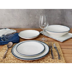 Kutahya Frame Classic Σετ Πιάτα Φαγητού Πορσελάνης Λευκά Μπλε 72τμχ FRAMECLASSIC72