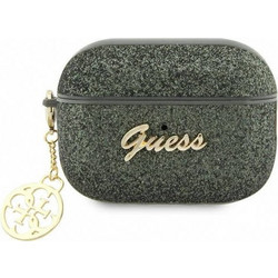 Guess Glitter Flake 4G Charm Θήκη από Δερματίνη για Apple AirPods Pro 2 Χακί