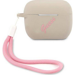 Guess Vintage Script Logo Θήκη Σιλικόνης για Apple AirPods Pro 1 Ροζ Nude