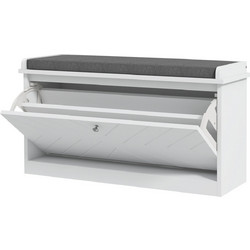 HOMCOM Παπουτσοθήκη Σκαμπό Ξύλινη Λευκή 837-460V80WT