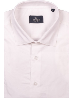 Double Ανδρικό Πουκάμισο Βαμβακερό Μακρυμάνικο Slim Fit Λευκό GS-5039