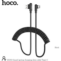 Hoco DU40 Angle 90° Braided Spiral USB-A to USB-C 1m Black 6942007613675