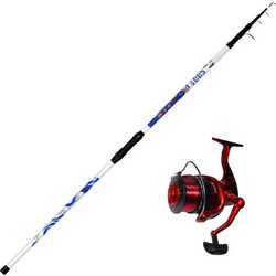 Pregio Surf Casting N.T.K 4 + David 7000 Σετ Καλάμι Ψαρέματος για Casting / Surf Casting Τηλεσκοπικό 4m με Μηχανισμό 80-170gr