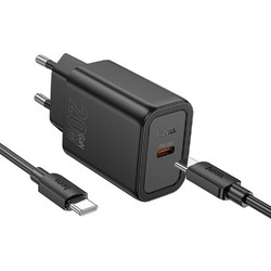 Hoco N60 Φορτιστής με Καλώδιο USB-C με Θύρα USB-C 20W Power Delivery Black