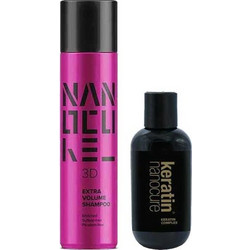 Keratin Nanocure 3D Extra Volume Σετ Περιποίησης Μαλλιών Serum 150ml + Σαμπουάν 500ml