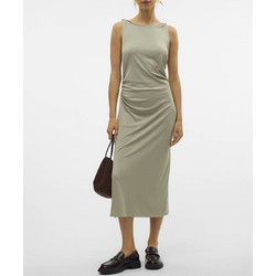 Vero Moda Midi Καλοκαιρινό Καθημερινό Φόρεμα Μπεζ 10329970