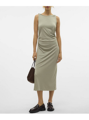 Vero Moda Midi Καλοκαιρινό Καθημερινό Φόρεμα Μπεζ 10329970