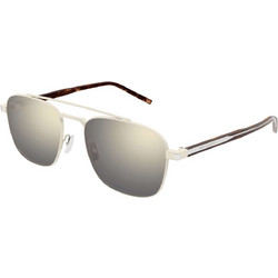 Saint Laurent SL665 005 Ανδρικά Γυαλιά Ηλίου Τετράγωνα Μεταλλικά Ασημί με Aσημί Φακό