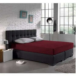 DreamHouse Σεντόνι King Size Βαμβακερό με Λάστιχο 190x200+30 Μπορντό 8717703801453