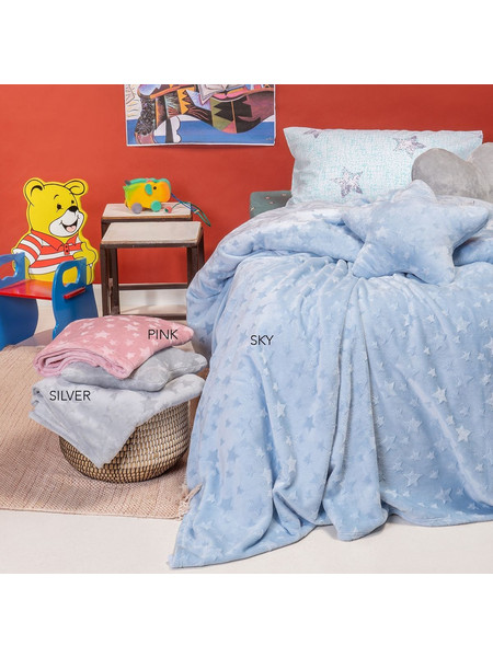 Melinen Παιδική Κουβέρτα Fleece Αστεράκια 160x220 Γαλάζια