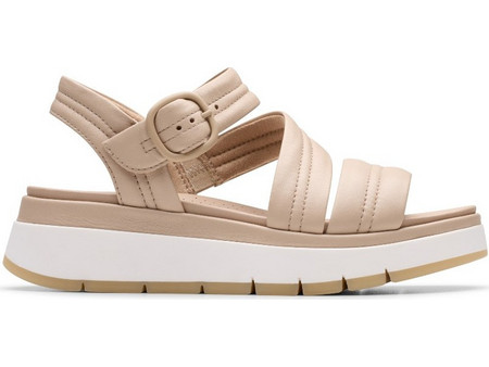 Clarks Tuscan Ανατομικές Καλοκαιρινές Γυναικείες Πλατφόρμες Χαμηλές Δερμάτινες Μπεζ 26181475