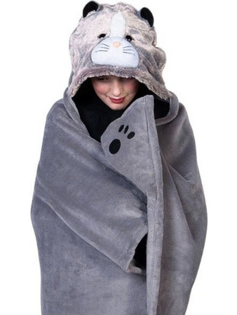 Cozy Noxxiez Παιδική Κουβέρτα Βελουτέ Cat 110x130 Γκρι