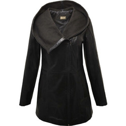 Leather 100 Γυναικείο Ημίπαλτο Δερμάτινο με Κουκούλα Μαύρο 05-W-GIANCARAN-LONG