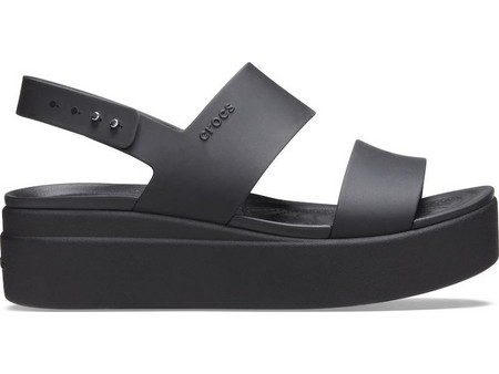 Crocs Brooklyn Low Wedge Ανατομικές Καλοκαιρινές Γυναικείες Πλατφόρμες Χαμηλές Μαύρες 206453-060