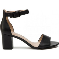 Clarks Deva Mae Γυναικεία Πέδιλα Δερμάτινα Μαύρα με Χοντρό Ψηλό Τακούνι 26140007