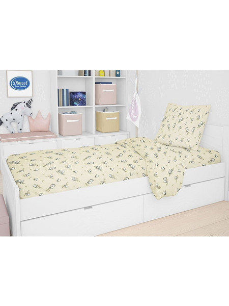 Dimcol Birds 16 Παιδική Παπλωματοθήκη Μονή Φανελένια 160x240 Μπεζ