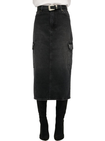 Superdry Μίντι Φούστα Τζιν Ψηλόμεση Cargo Μαύρη W7210337A-C8Z