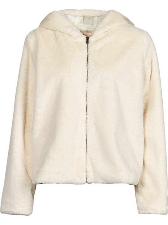 Moony Mood Parina Γυναικεία Γούνα με Κουκούλα Εκρού AW21-07