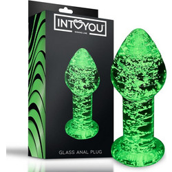 IntoYou Glow in the Dark Glass Πρωκτική Σφήνα Πράσινη SL-150