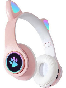 Aptel ZS7E Ασύρματα Bluetooth Παιδικά Ακουστικά On Ear Λευκά Ροζ