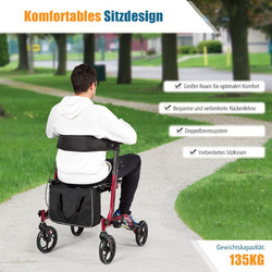 Costway Πτυσσόμενος Rollator Ελαφρύς Κόκκινος SP37070RE