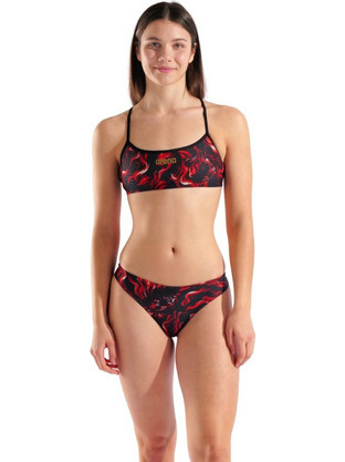 Arena Αθλητικό Bikini Set Μπουστάκι Μαύρο Κόκκινο 010657-550