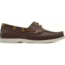 Hawkins Ανδρικά Μοκασίνια Boat Shoes Δερμάτινα Σοκολατί Λευκά DR310
