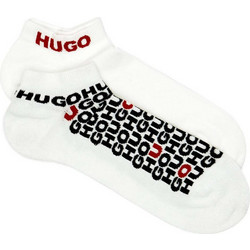 Hugo Ανδρικές Κάλτσες Κοντές με Σχέδια Λευκές 2Pack 50520998-100