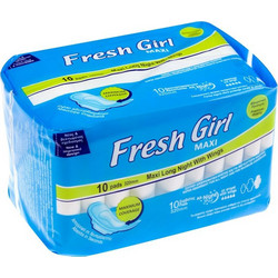 Fresh Girl Maxi Long Night Σερβιέτες με Φτερά για Αυξημένη Ροή 5 Σταγόνες 10τμχ