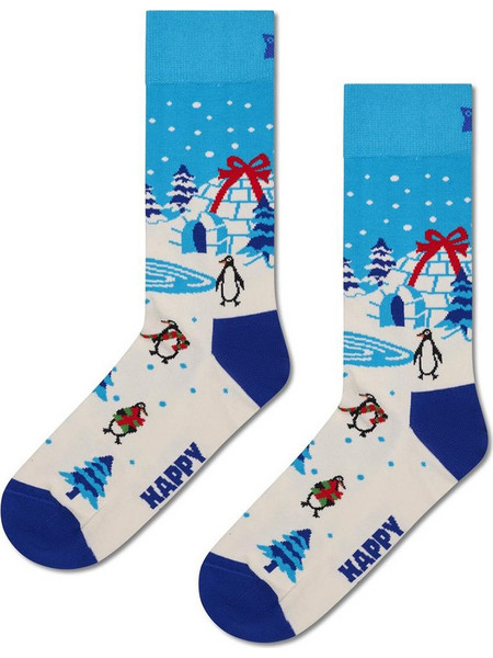 Happy Socks Igloo Ανδρικές Κάλτσες Ψηλές με Σχέδια Γαλάζιες P003781-1000