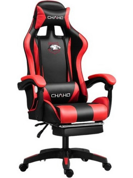 Καρέκλα Gaming Δερματίνης με Υποπόδιο Μαύρη Κόκκινη M8301-1