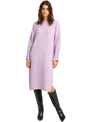 Funky Buddha Midi Καθημερινό Φόρεμα Πλεκτό Λιλά FBL012-139-13