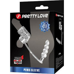 Pretty Love Penis Sleeve with Anal Plug Πρωκτική Σφήνα Διαφανής D-242902