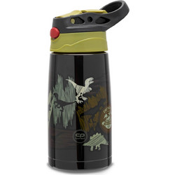 CoolPack Dinosaur Παιδικό Παγούρι Θερμός Ανοξείδωτο με Καλαμάκι Μαύρο Χρυσό 350ml